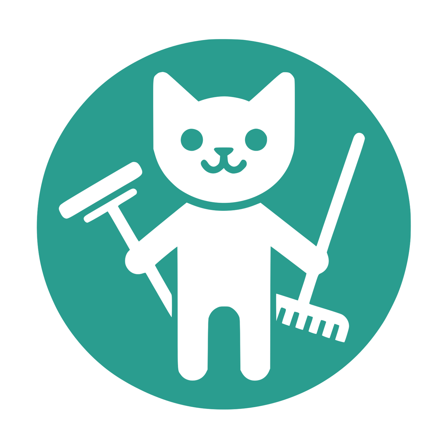 Cartoon Cat Mop Logo #2A9D8F