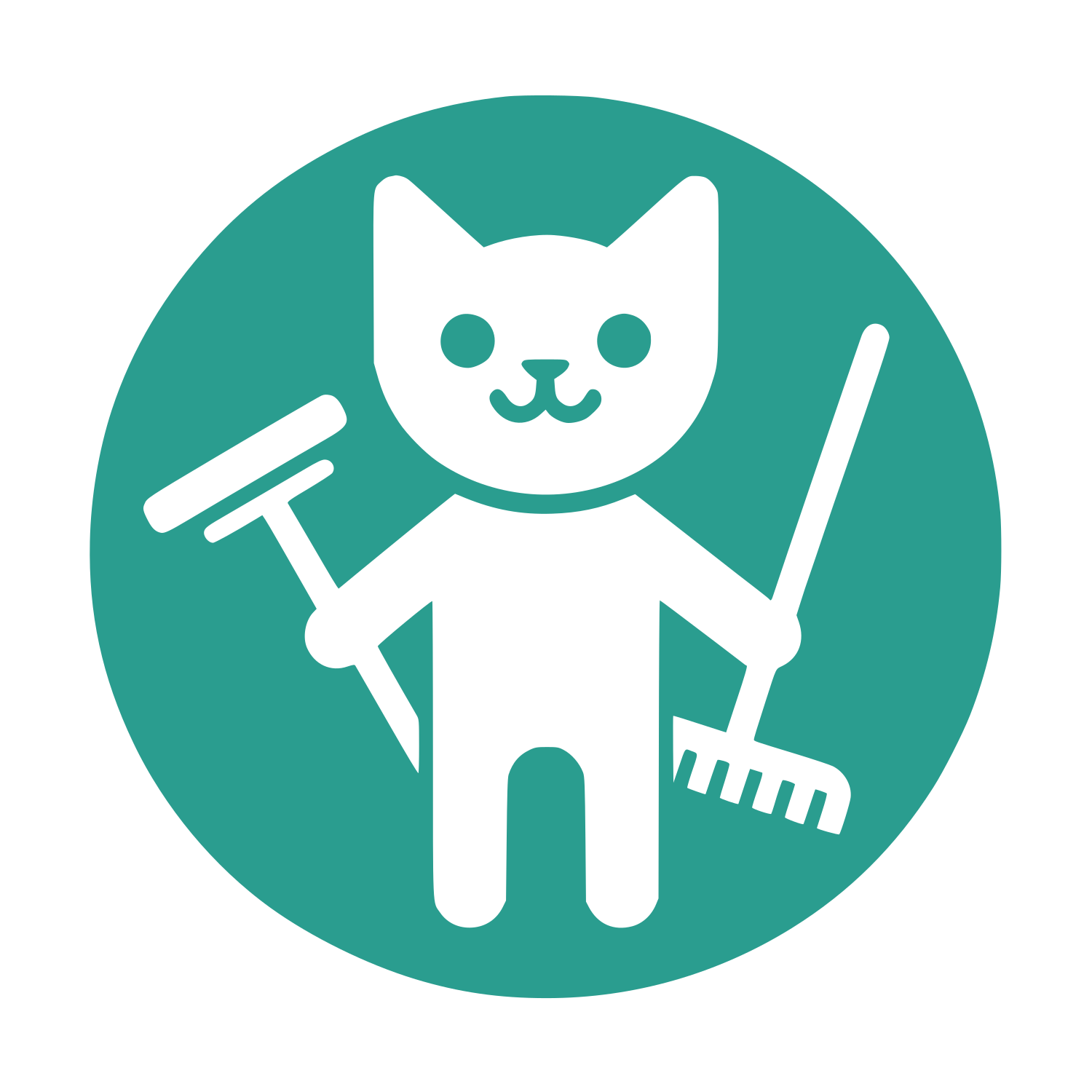 Cartoon Cat Mop Logo #2A9D8F
