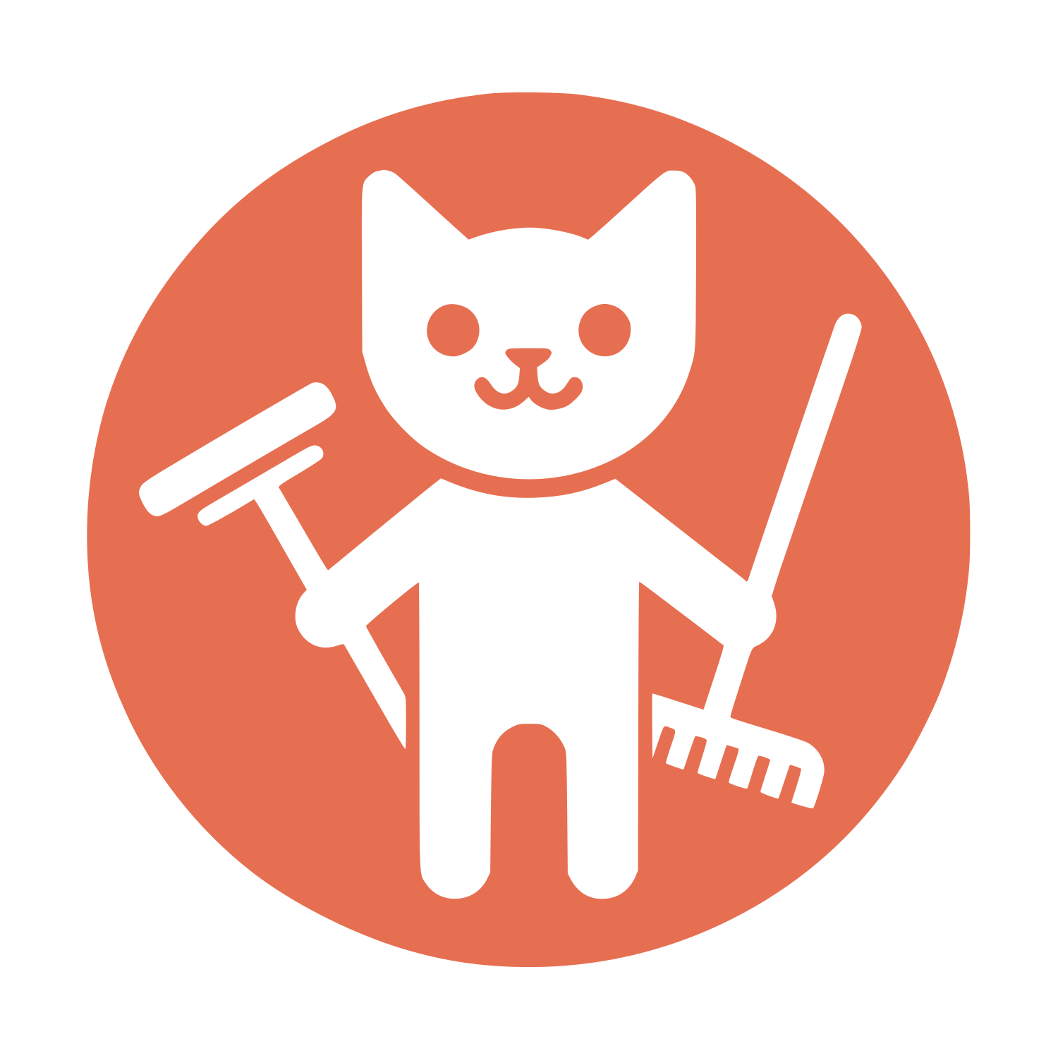 Cartoon Cat Mop Logo #E76F51