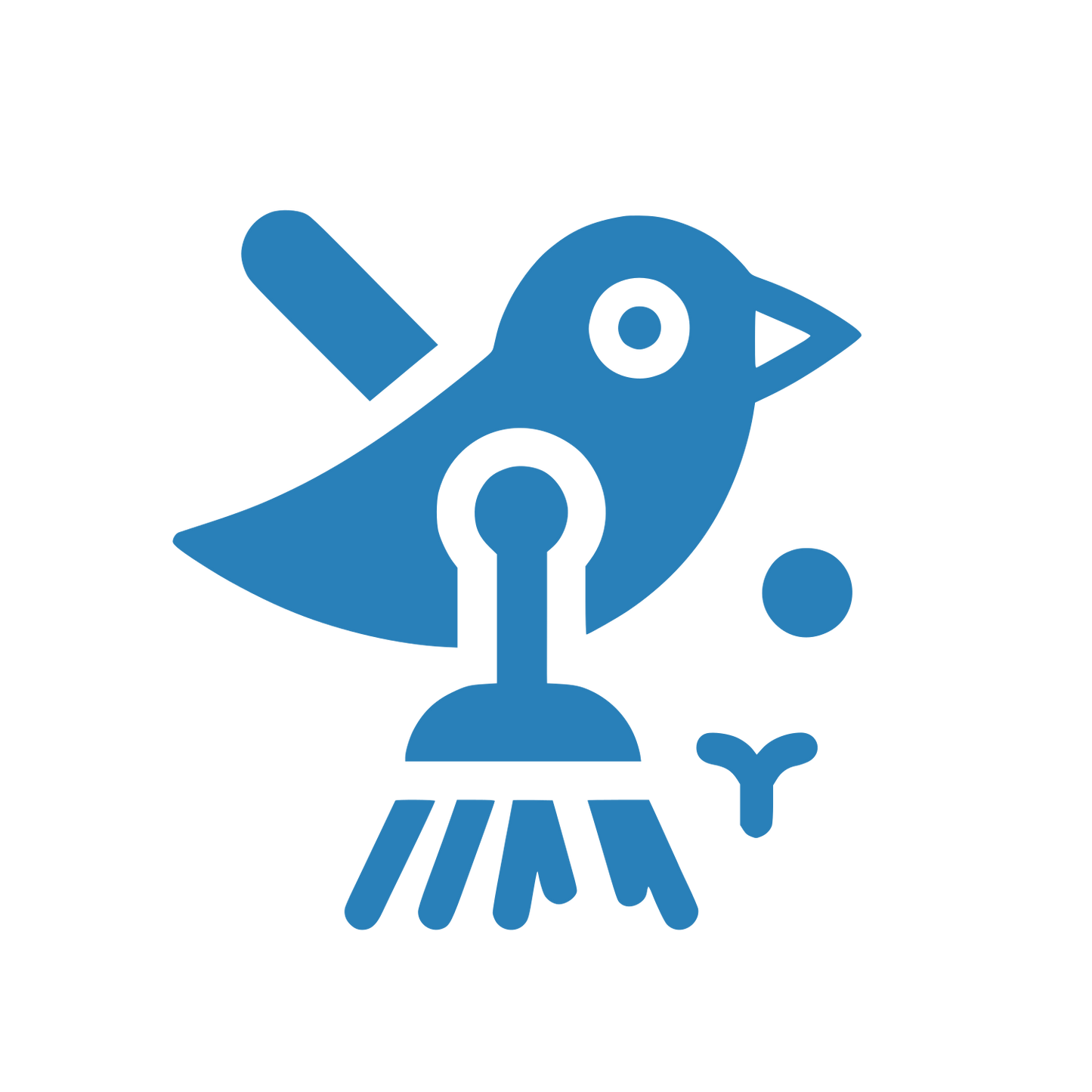 Bird on Perch Logo #2980B9