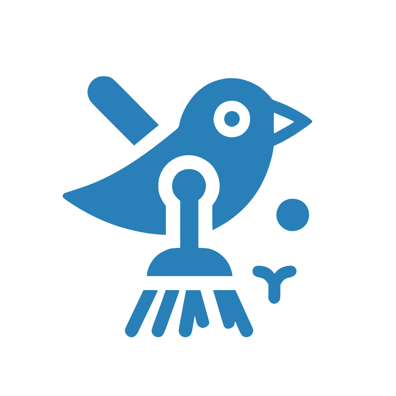 Bird on Perch Logo #2980B9