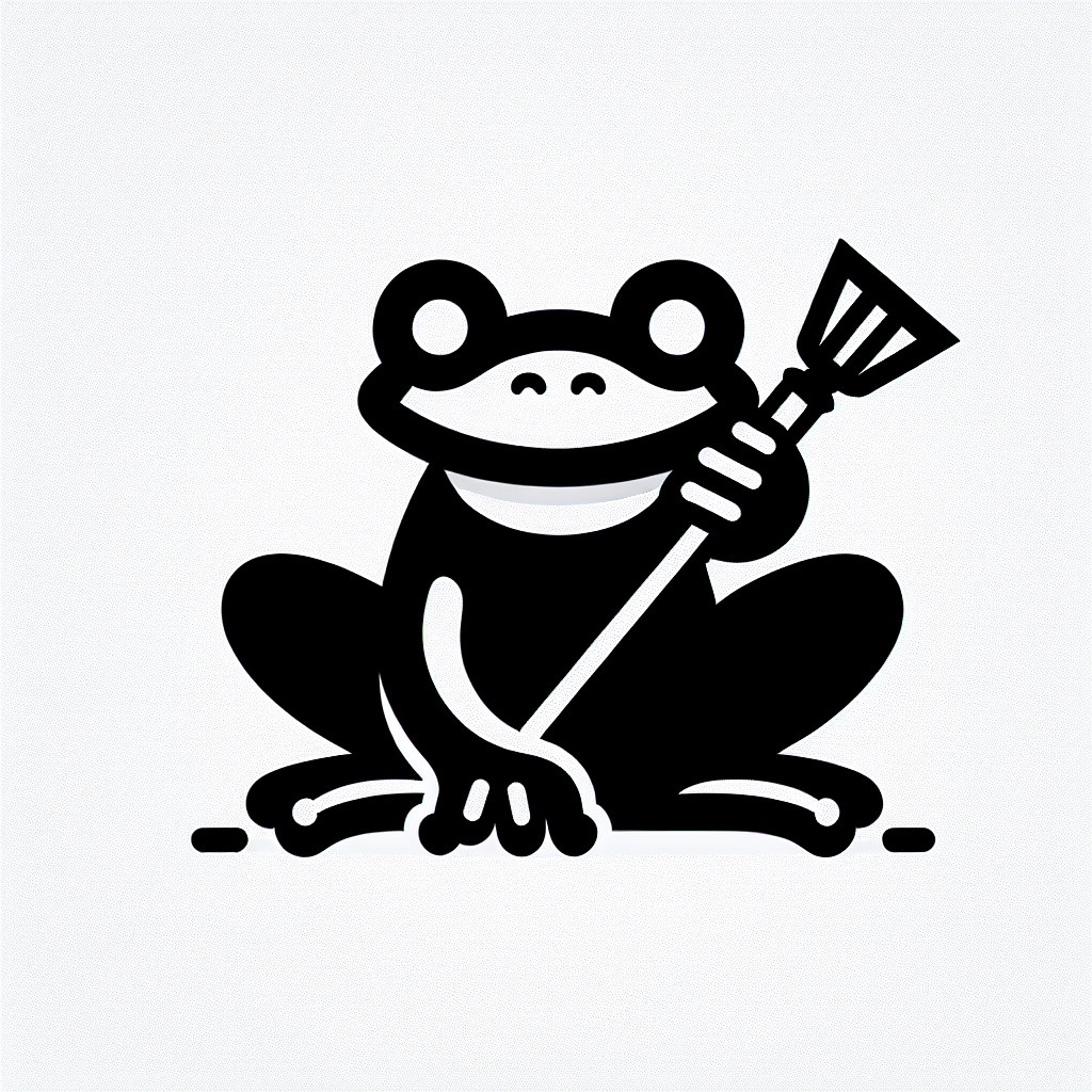 Frog with Broom Logo