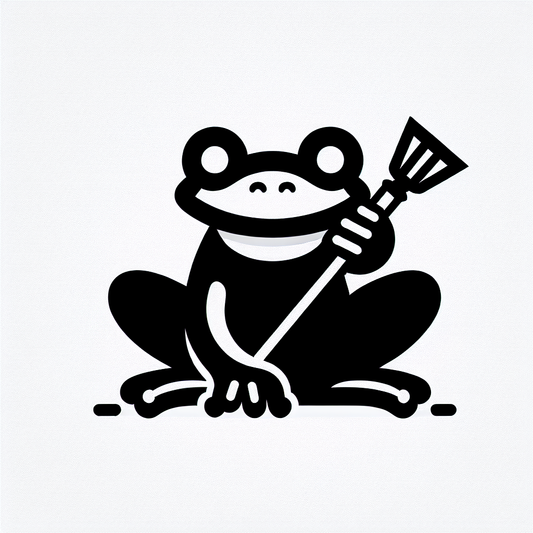 Frog with Broom Logo