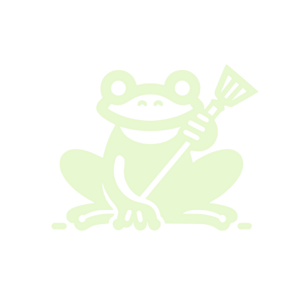 Frog with Broom Logo #E8F8D0
