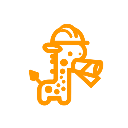 Giraffe in Hard Hat Logo #FF9800