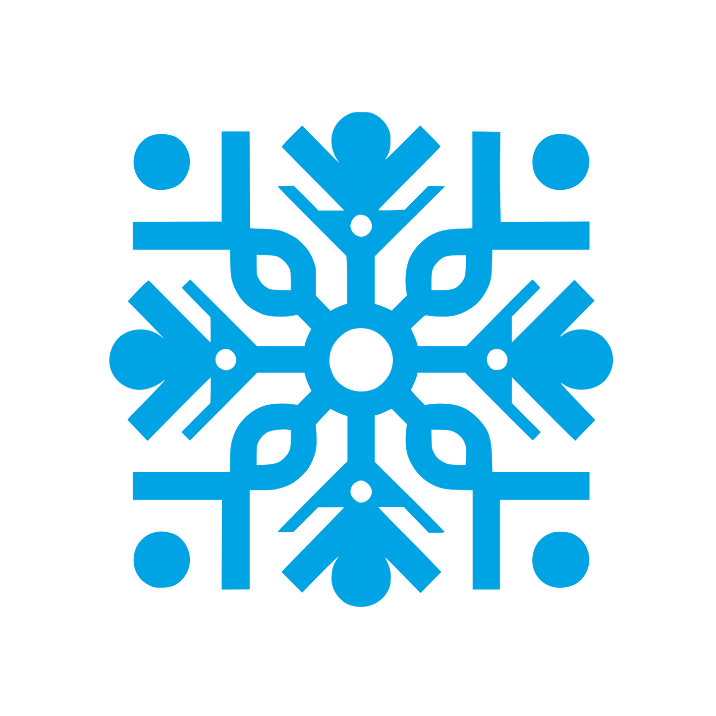 Symmetric Snowflake Logo #00a3e4