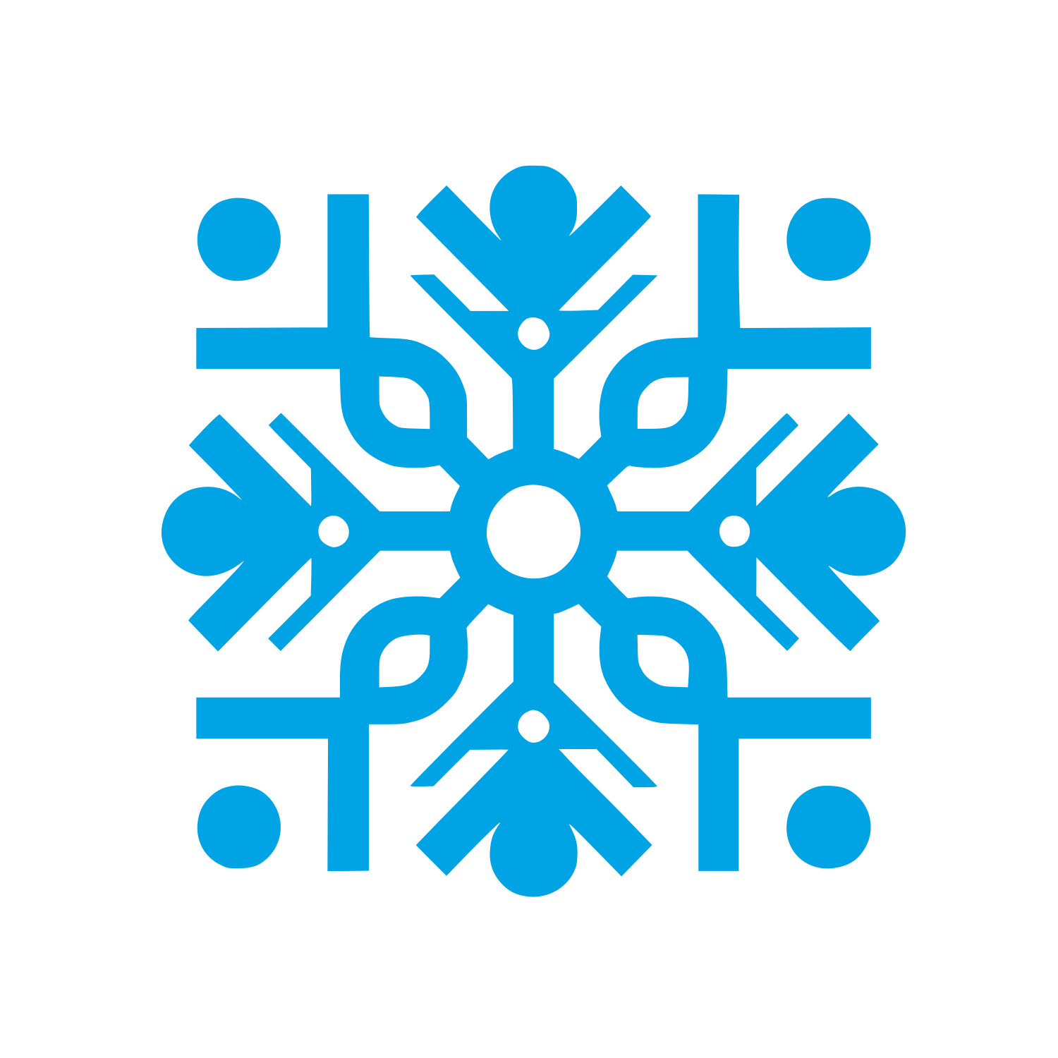 Symmetric Snowflake Logo #00a3e4