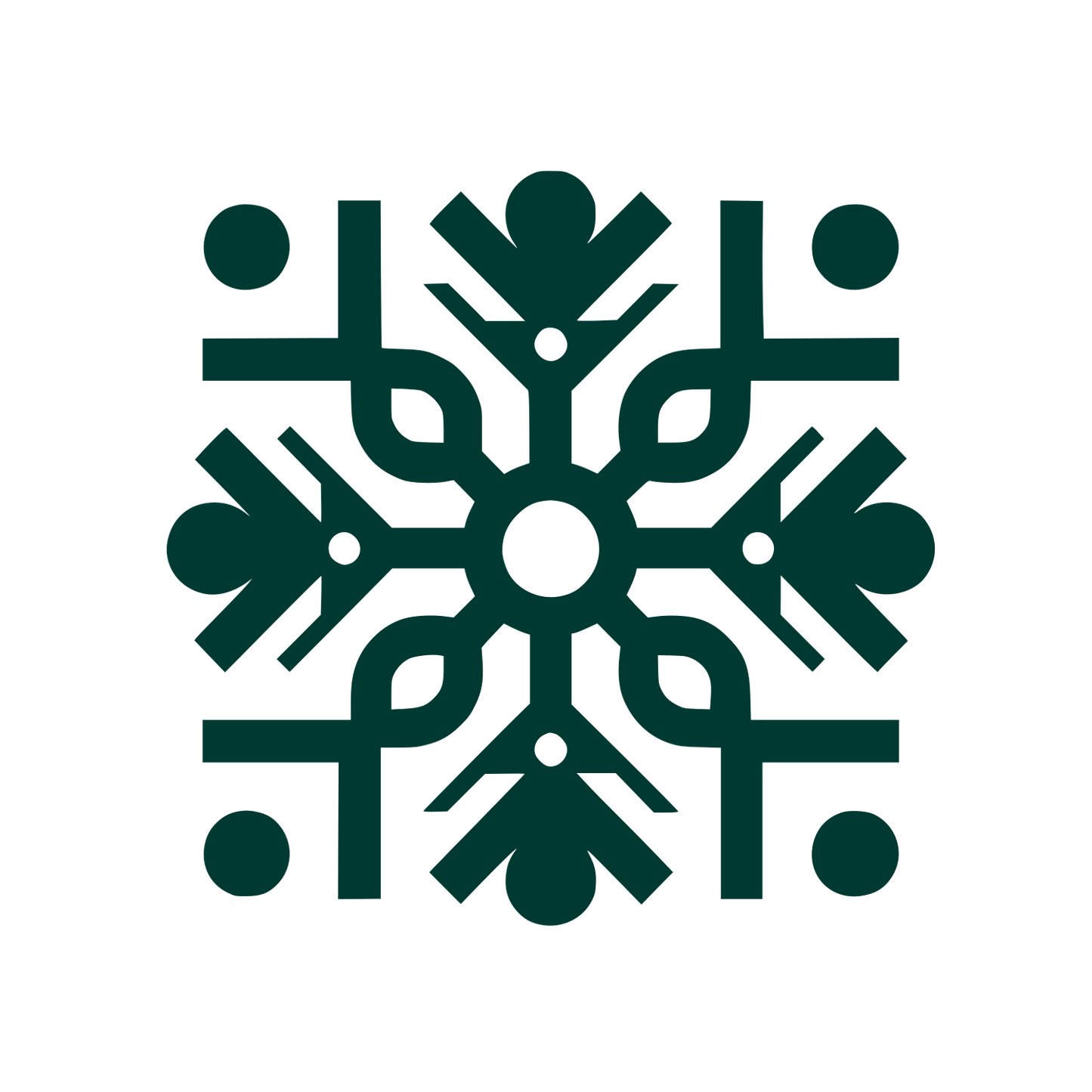 Symmetric Snowflake Logo #003932