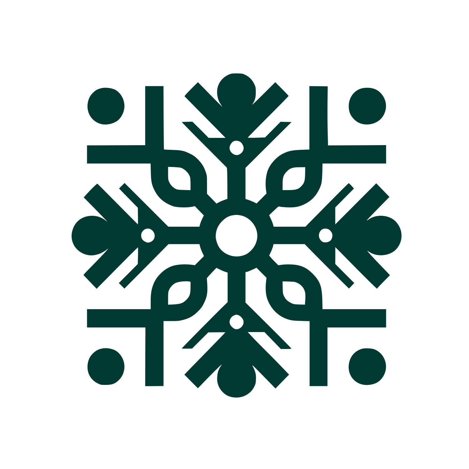 Symmetric Snowflake Logo #003932