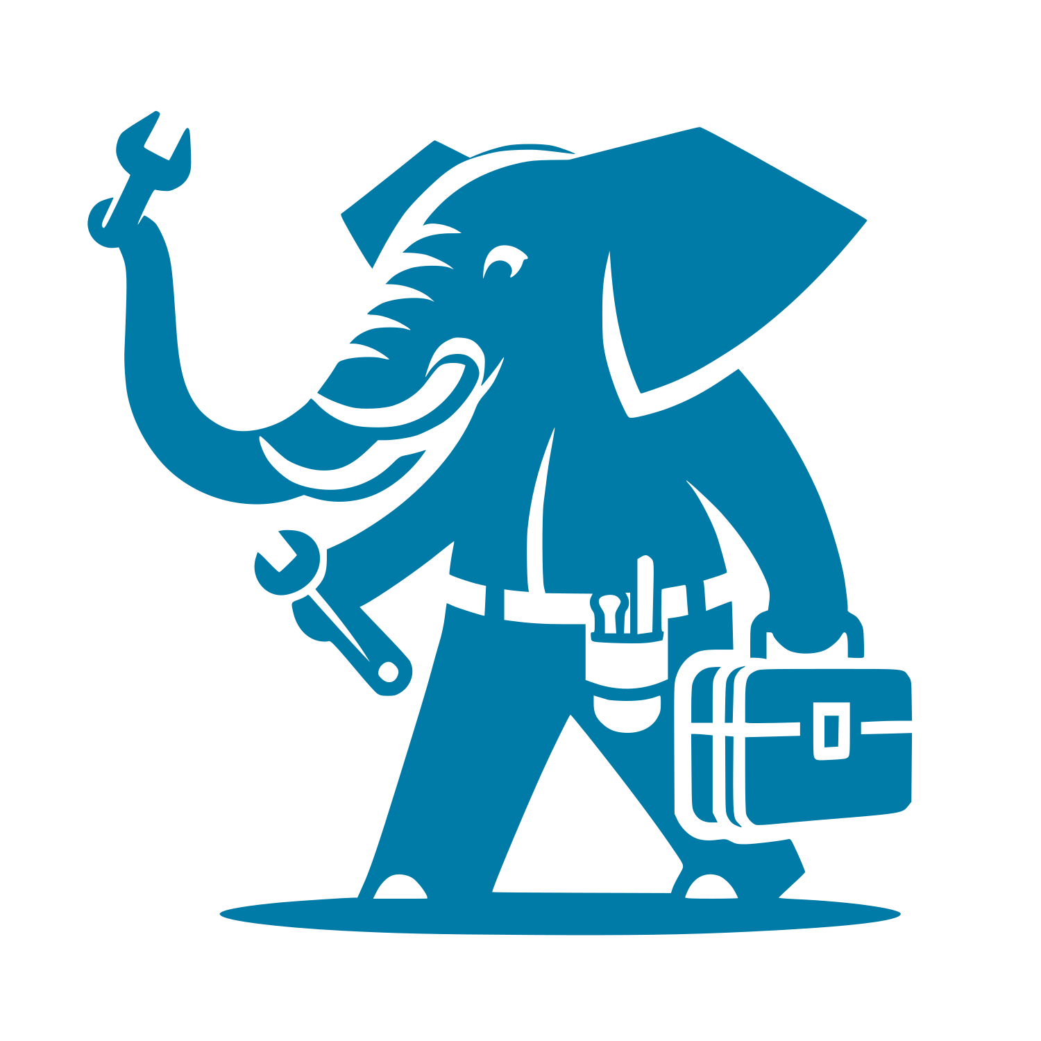 Elephant Mechanic Wrench Logo #007BA7