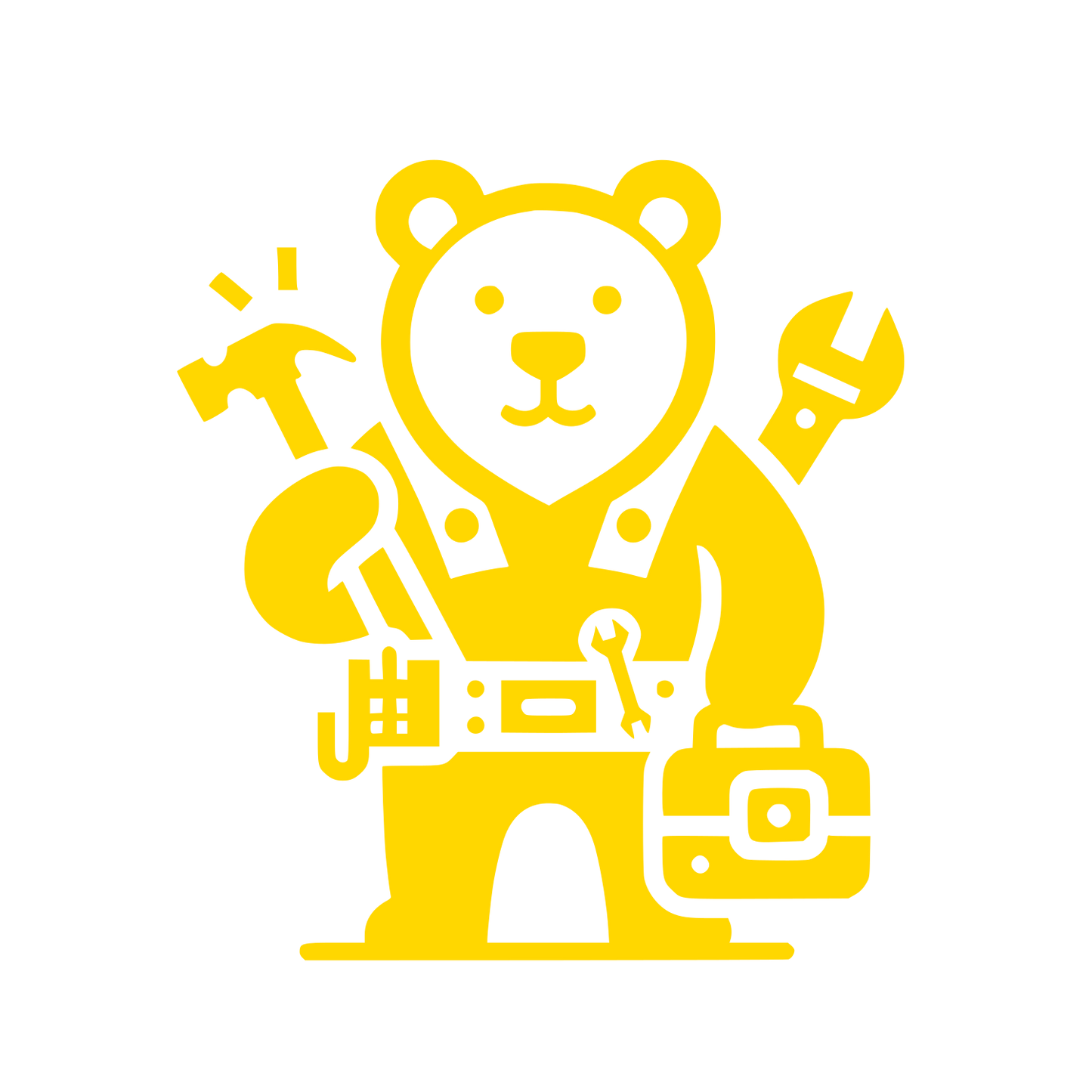 Bear Handyman Tools Logo #FFD700