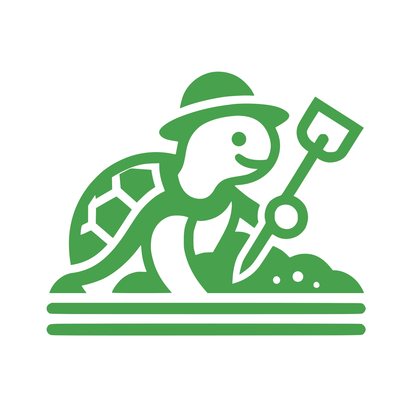Turtle Gardener Cartoon Logo #48A14D