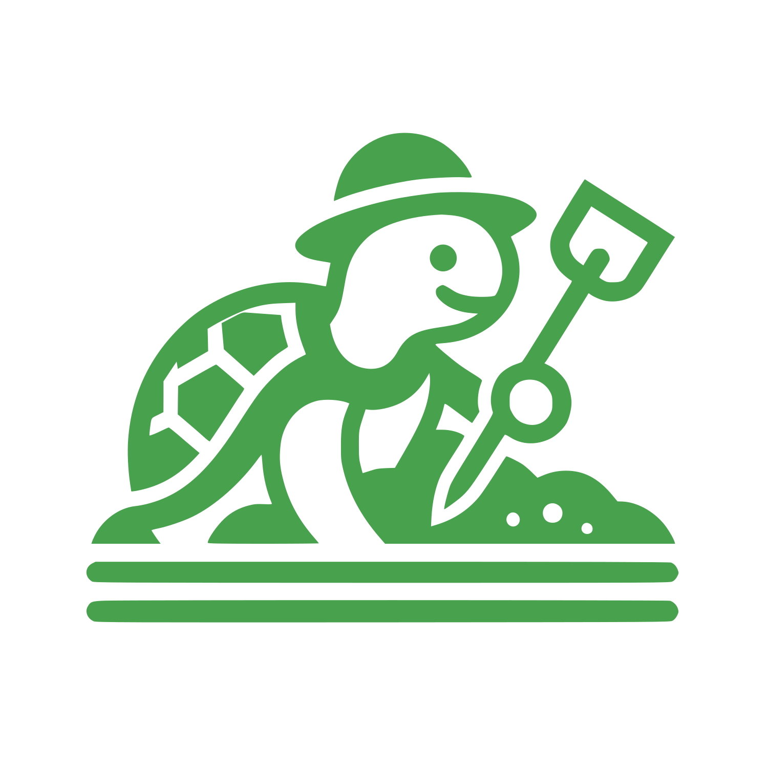 Turtle Gardener Cartoon Logo #48A14D