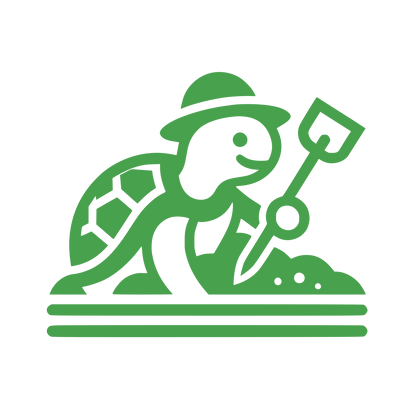 Turtle Gardener Cartoon Logo #48A14D
