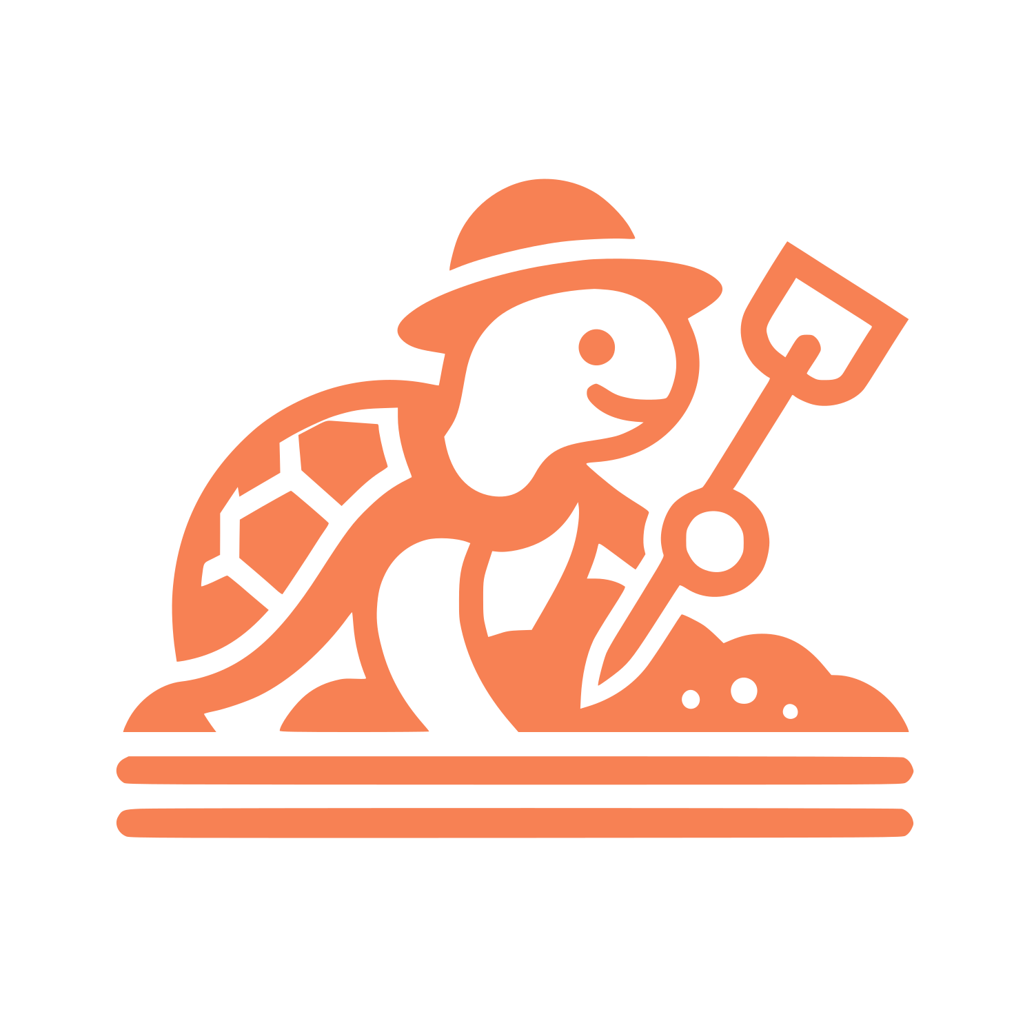Turtle Gardener Cartoon Logo #F78154