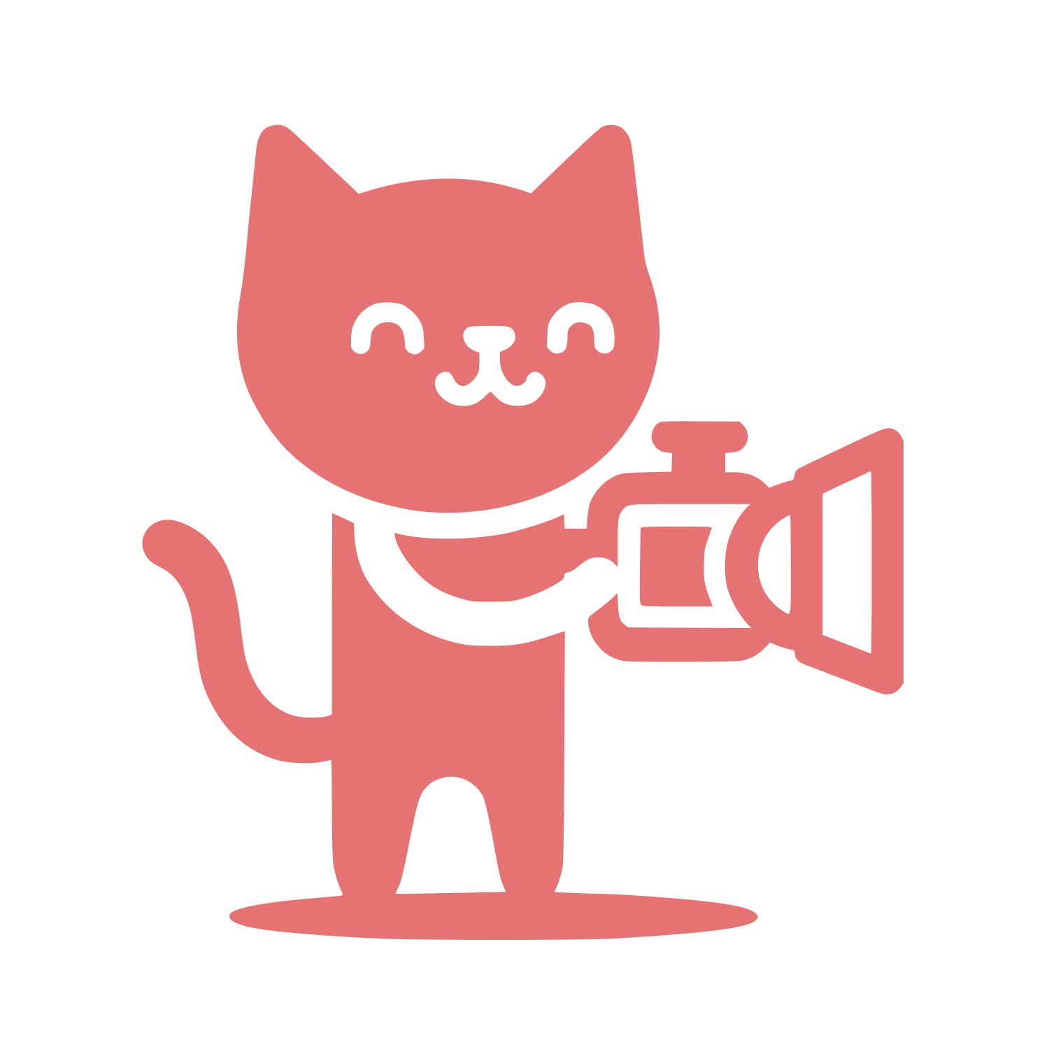 Cat with Movie Camera Logo #E57373