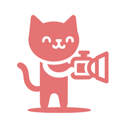 Cat with Movie Camera Logo #E57373