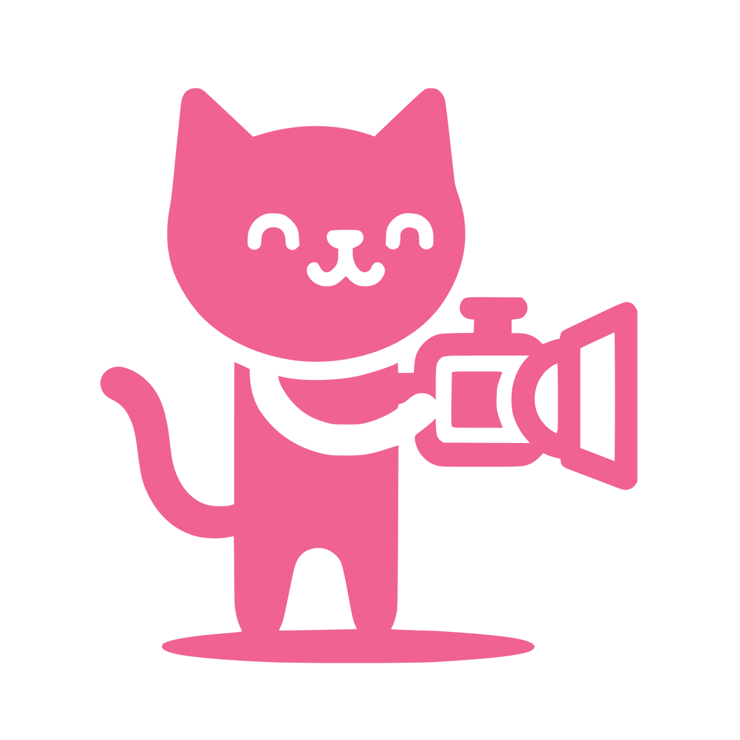 Cat with Movie Camera Logo \#F06292