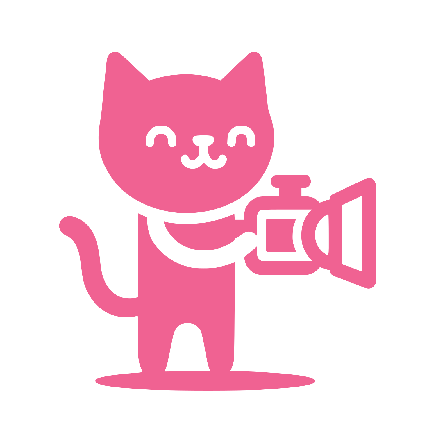 Cat with Movie Camera Logo \#F06292