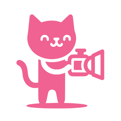 Cat with Movie Camera Logo \#F06292