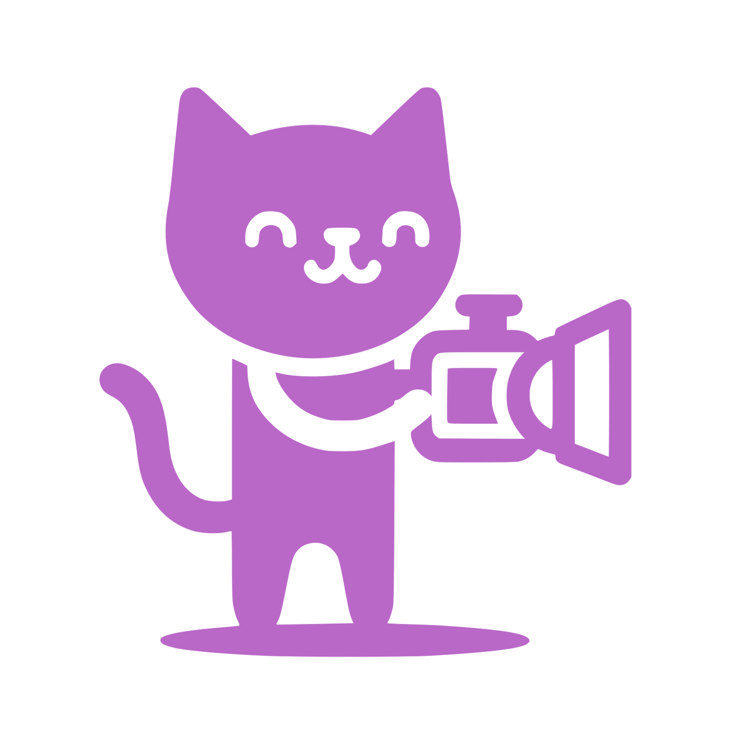 Cat with Movie Camera Logo \#BA68C8