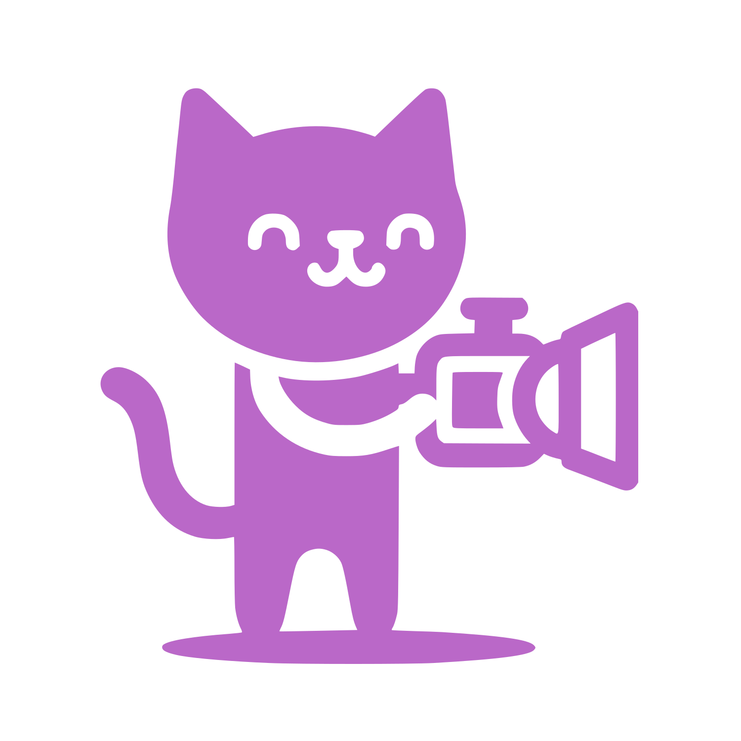 Cat with Movie Camera Logo \#BA68C8