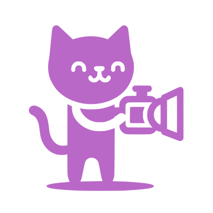 Cat with Movie Camera Logo \#BA68C8