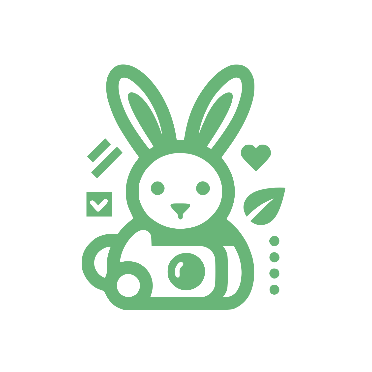 Rabbit with Symbols Logo #69B578