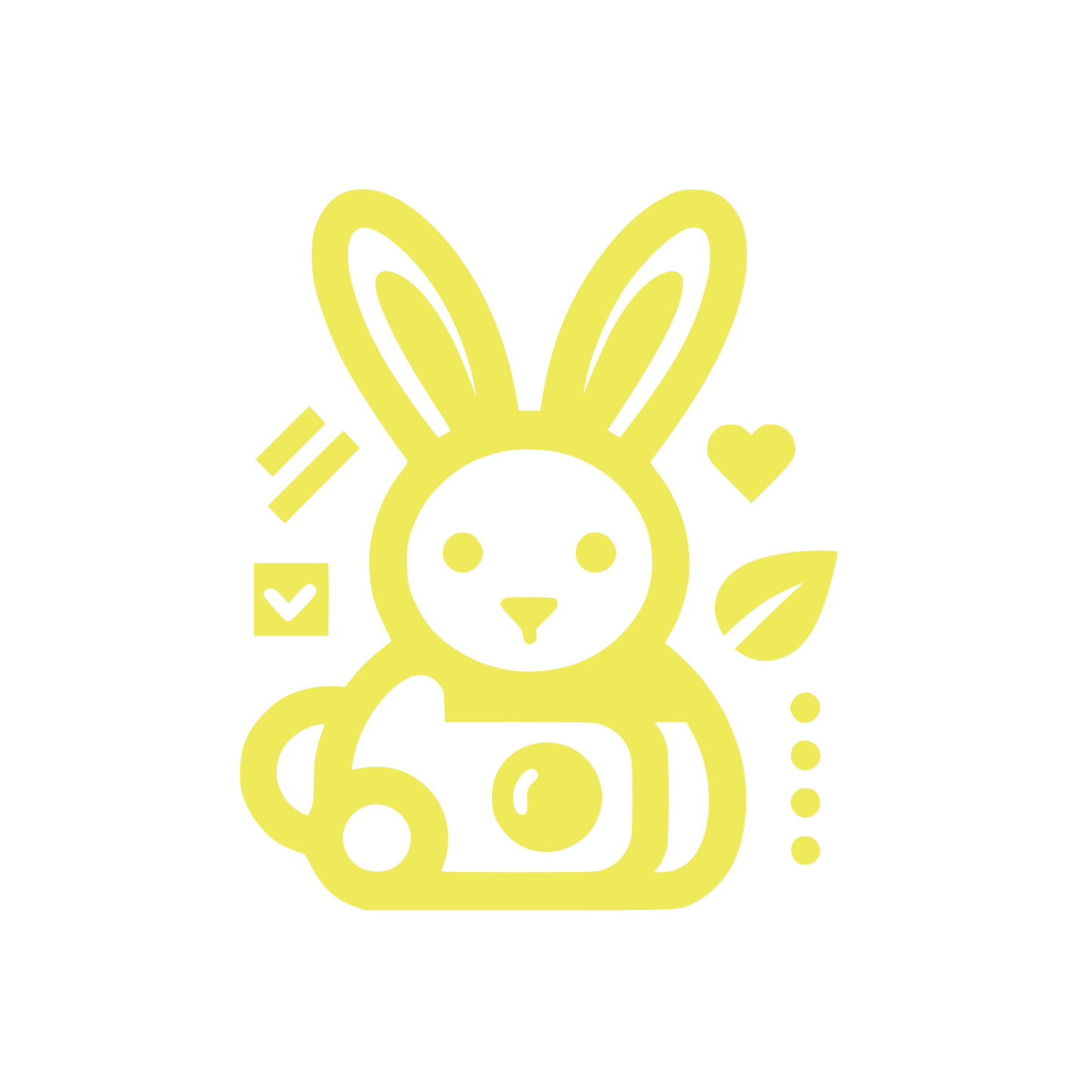 Rabbit with Symbols Logo #EFEA5A