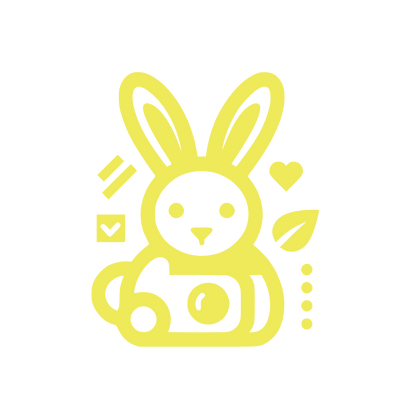 Rabbit with Symbols Logo #EFEA5A