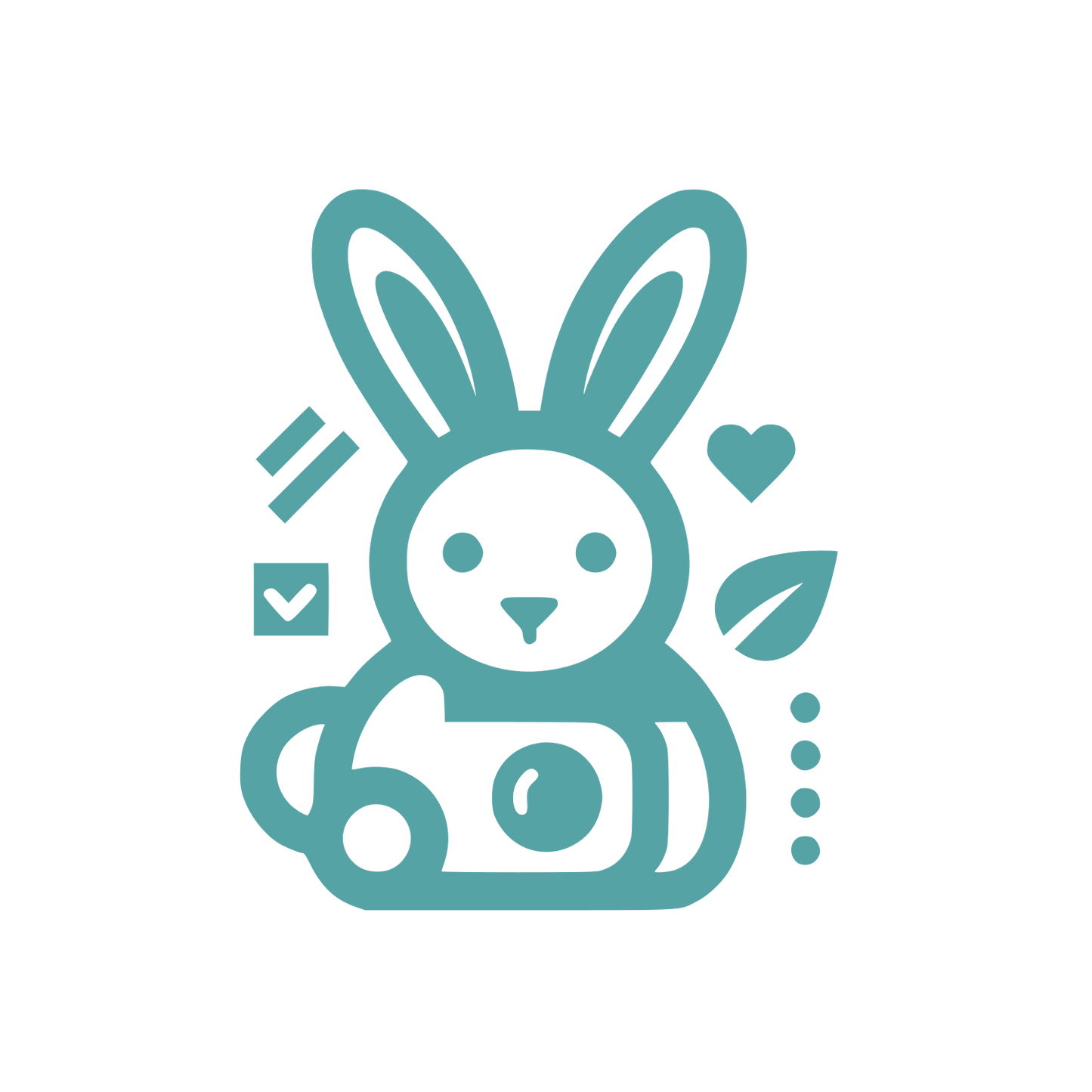 Rabbit with Symbols Logo #56A3A6