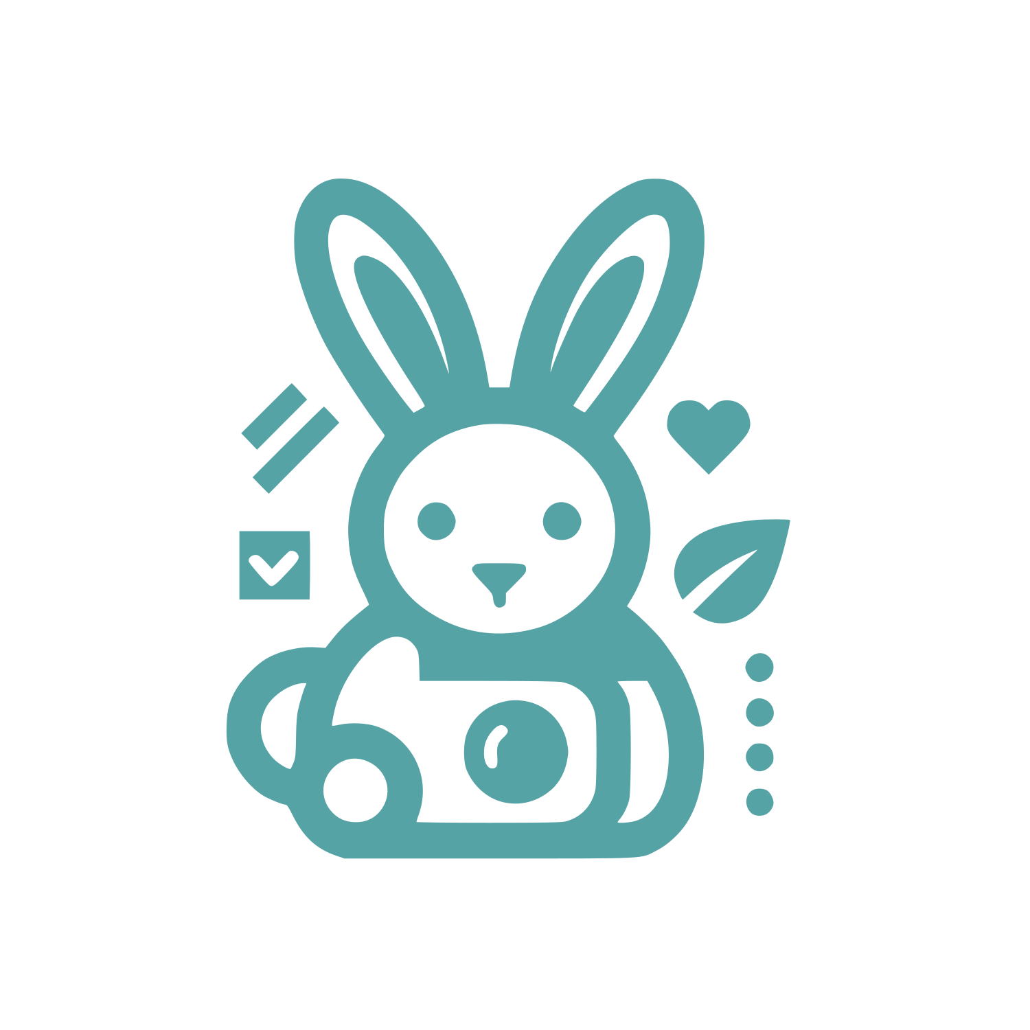 Rabbit with Symbols Logo #56A3A6