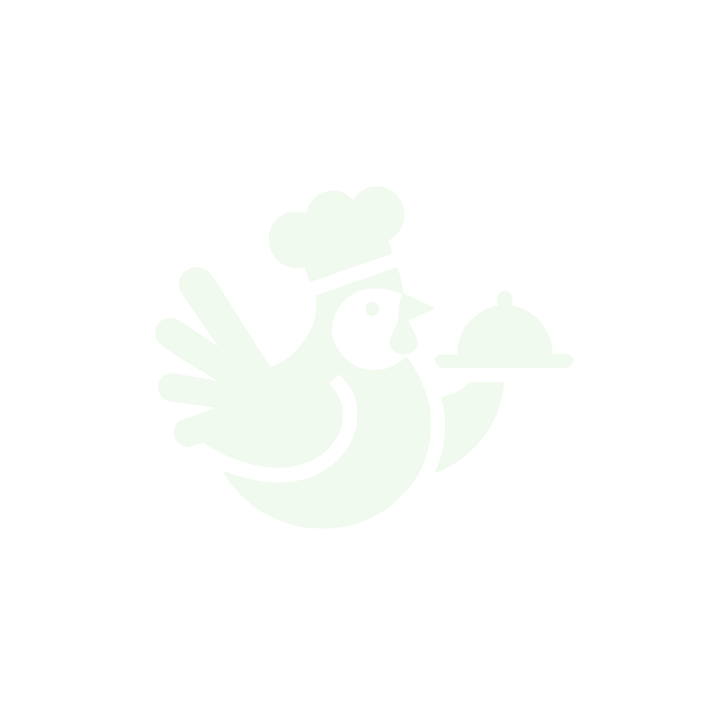 Chef Bird Carrying Platter Logo #F1FAEE