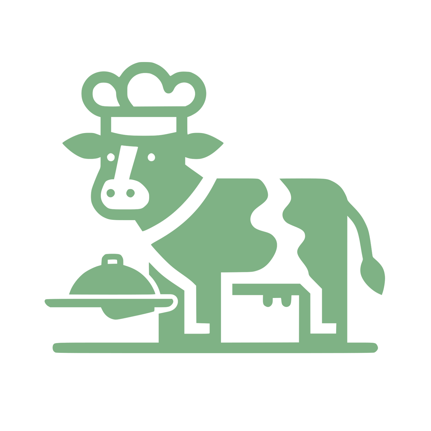 Chef Cow with Tray Logo #7FB285