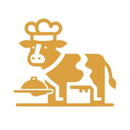 Chef Cow with Tray Logo #DAA03D