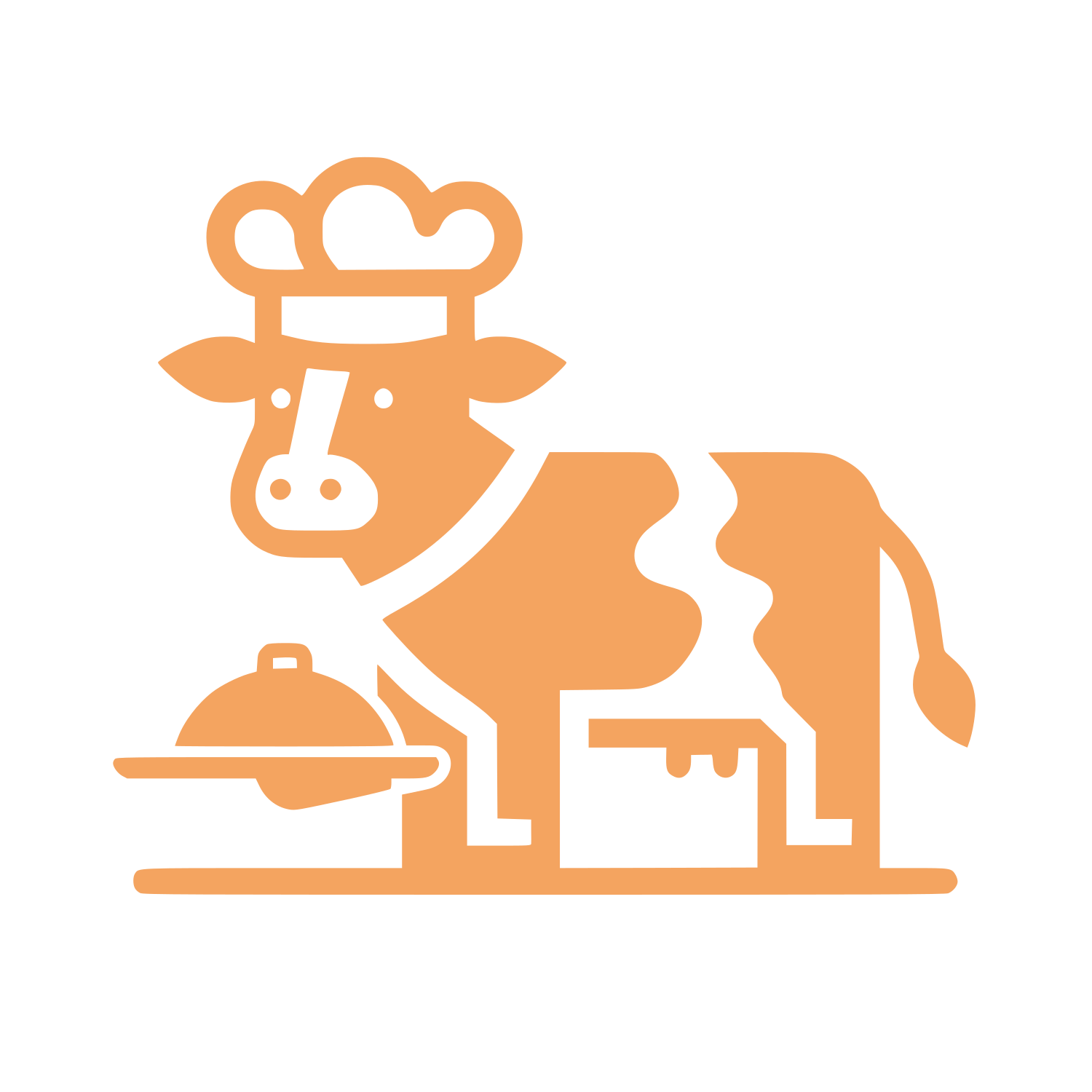 Chef Cow with Tray Logo #F4A460
