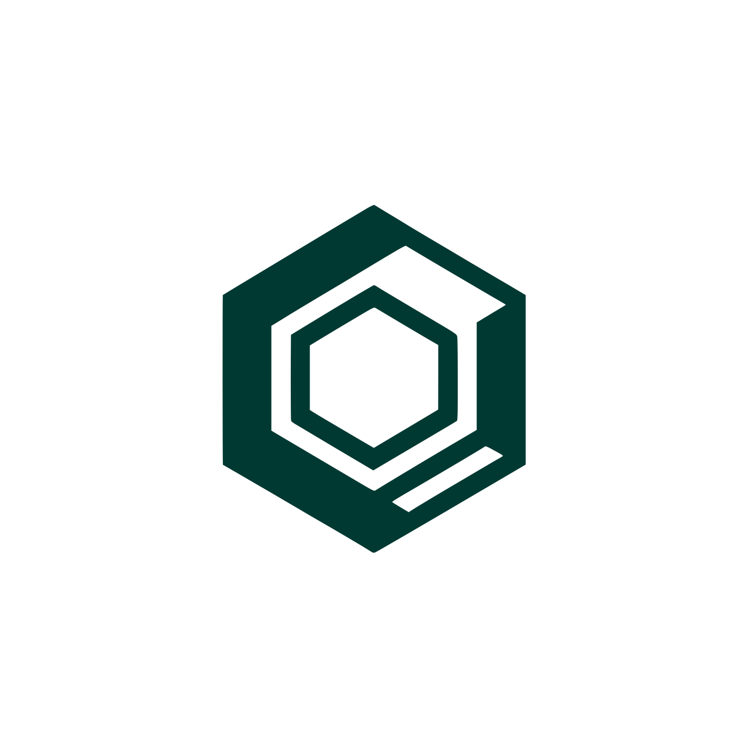 Geometric Hexagon Cube Logo #003932