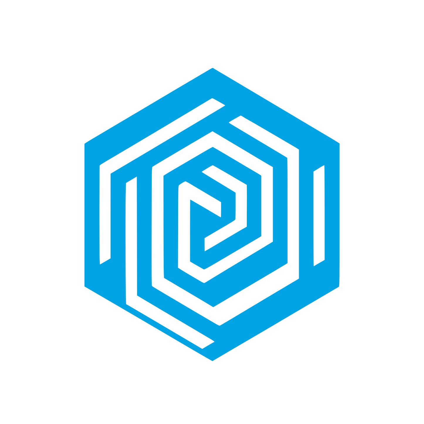 Hexagon Spiral Geometric Icon #00a3e4