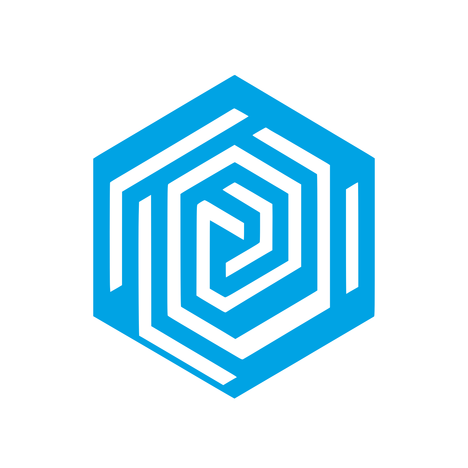Hexagon Spiral Geometric Icon #00a3e4