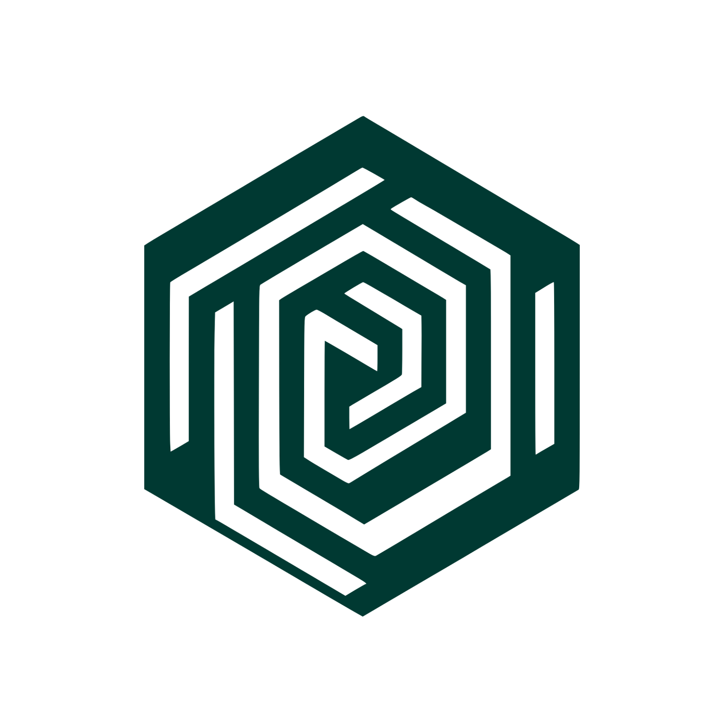 Hexagon Spiral Geometric Icon #003932