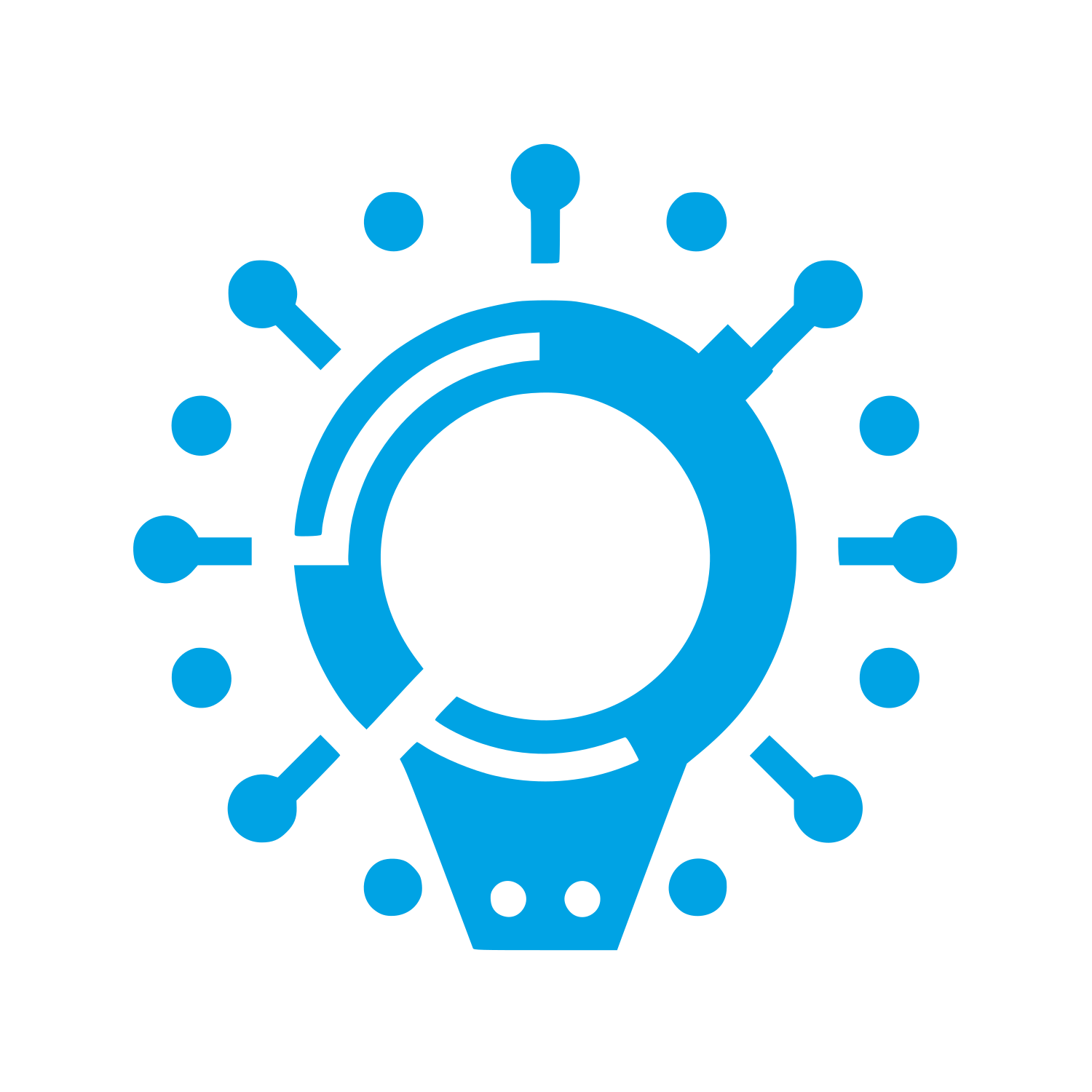 Lightbulb with Connected Nodes Icon #00a3e4