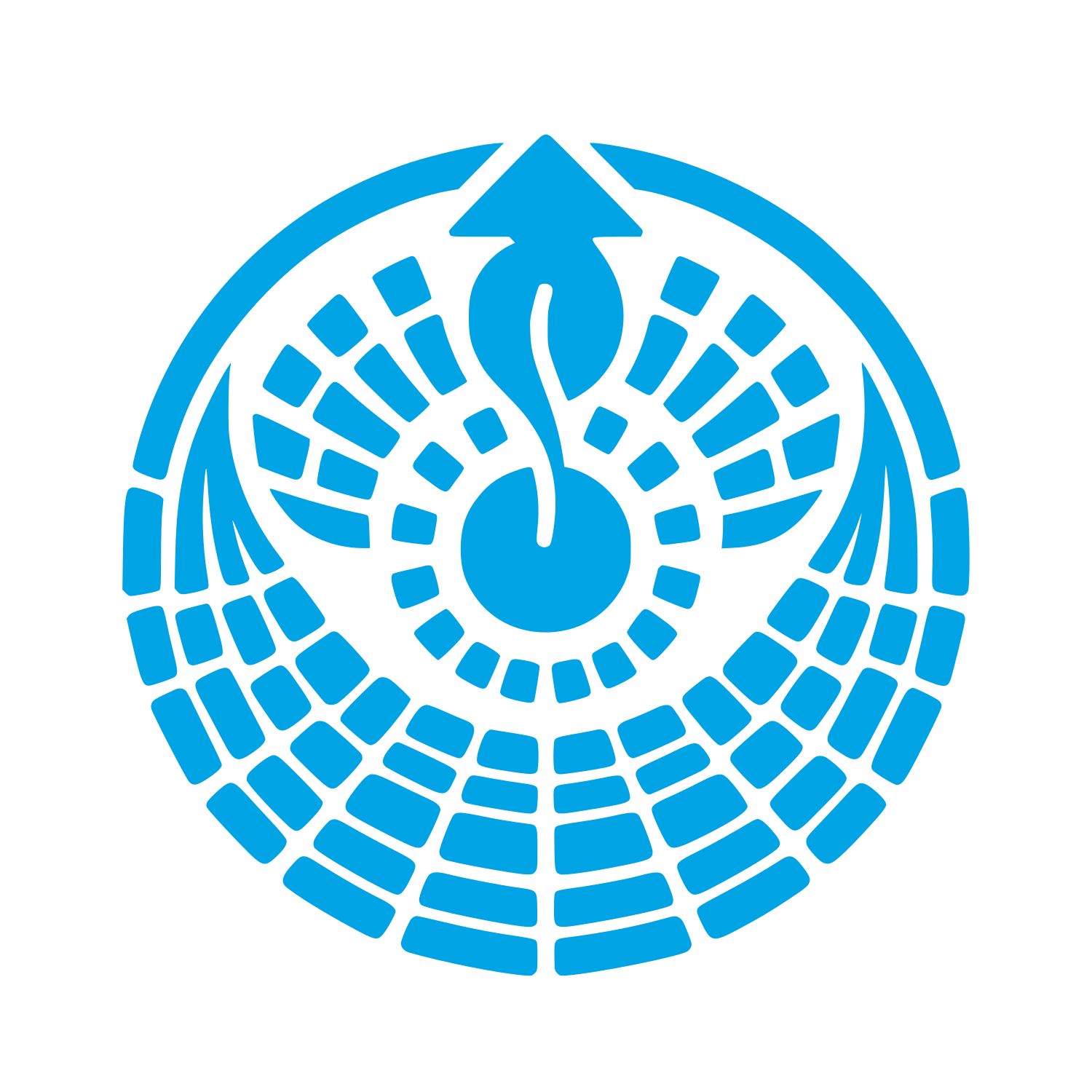 Sun with Wings Badge Icon #00a3e4