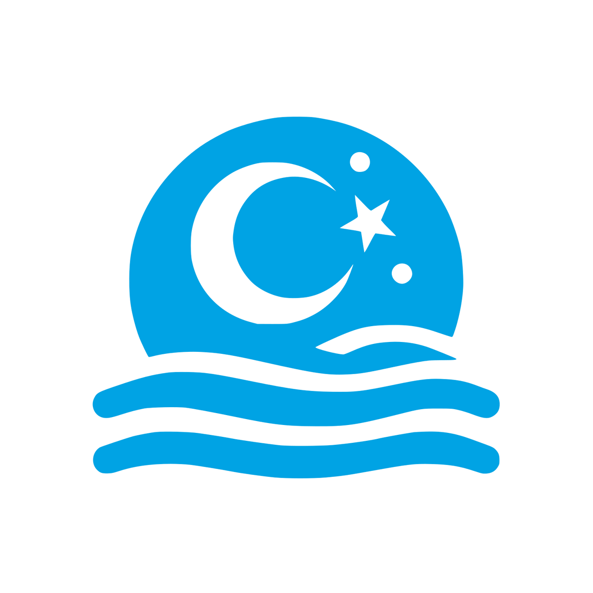 Moon and Waves Logo #00a3e4
