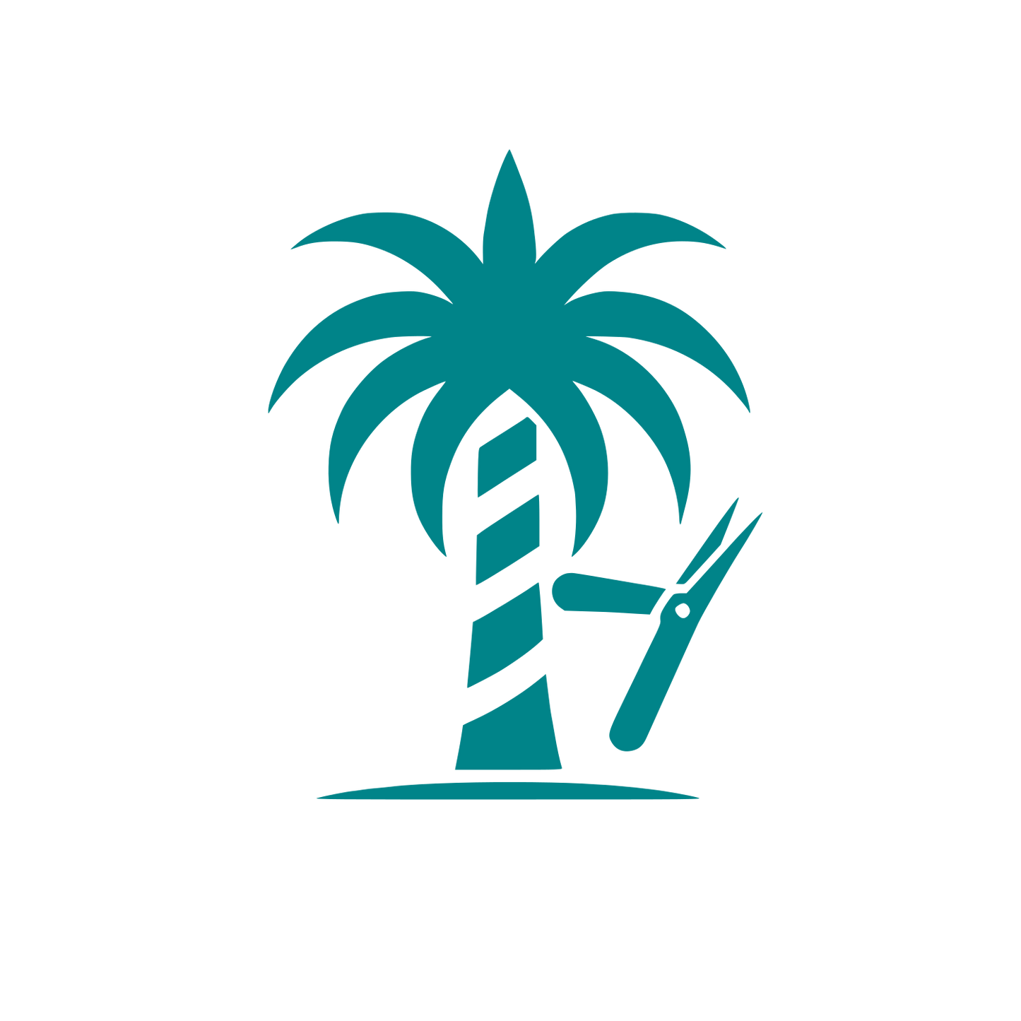 Palm Tree Barber Logo #008489
