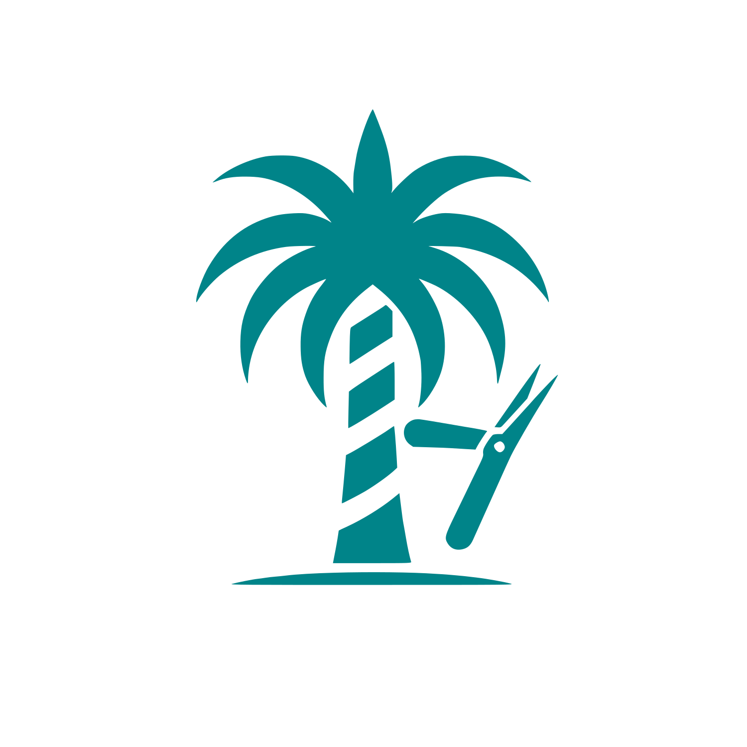 Palm Tree Barber Logo #008489