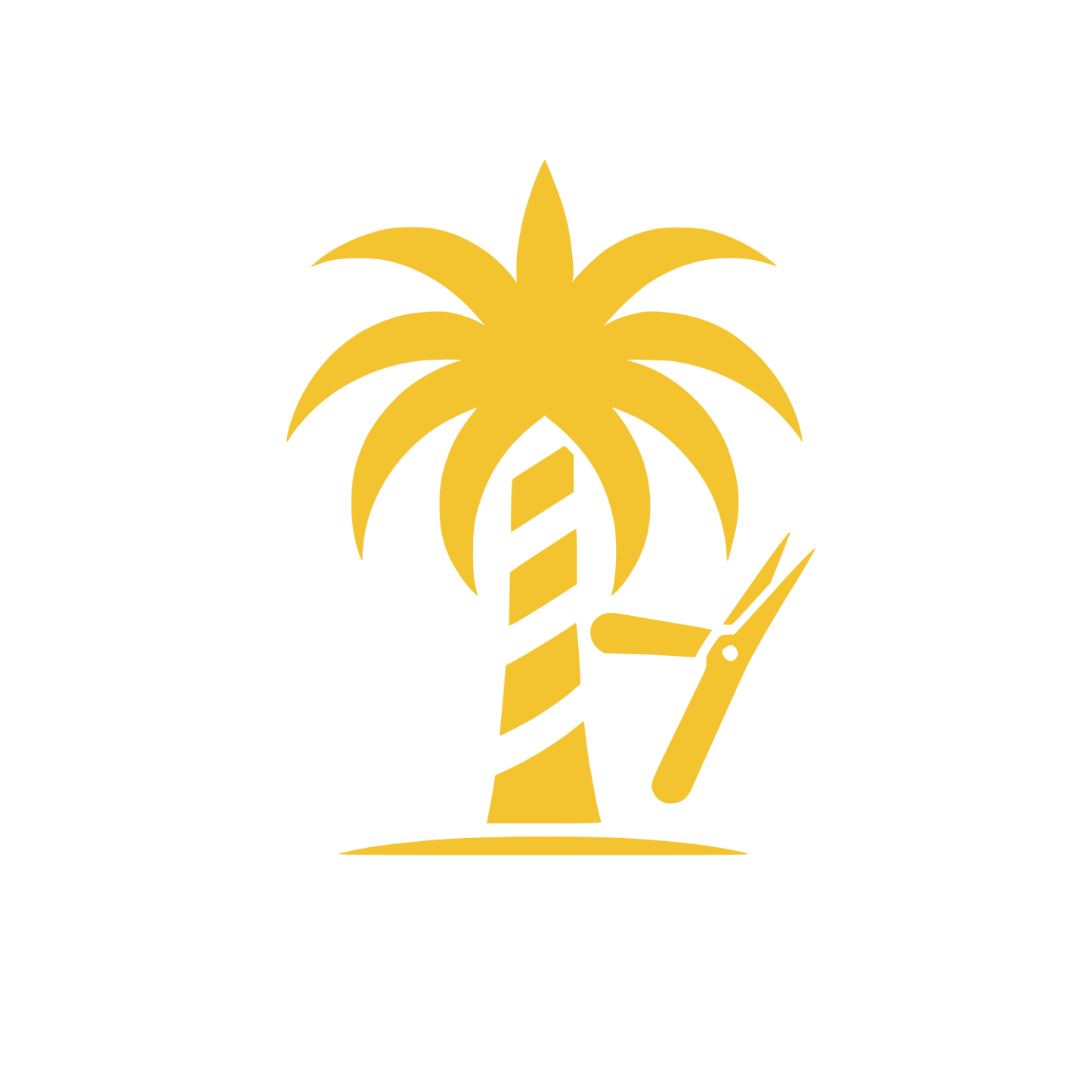 Palm Tree Barber Logo #F4C430