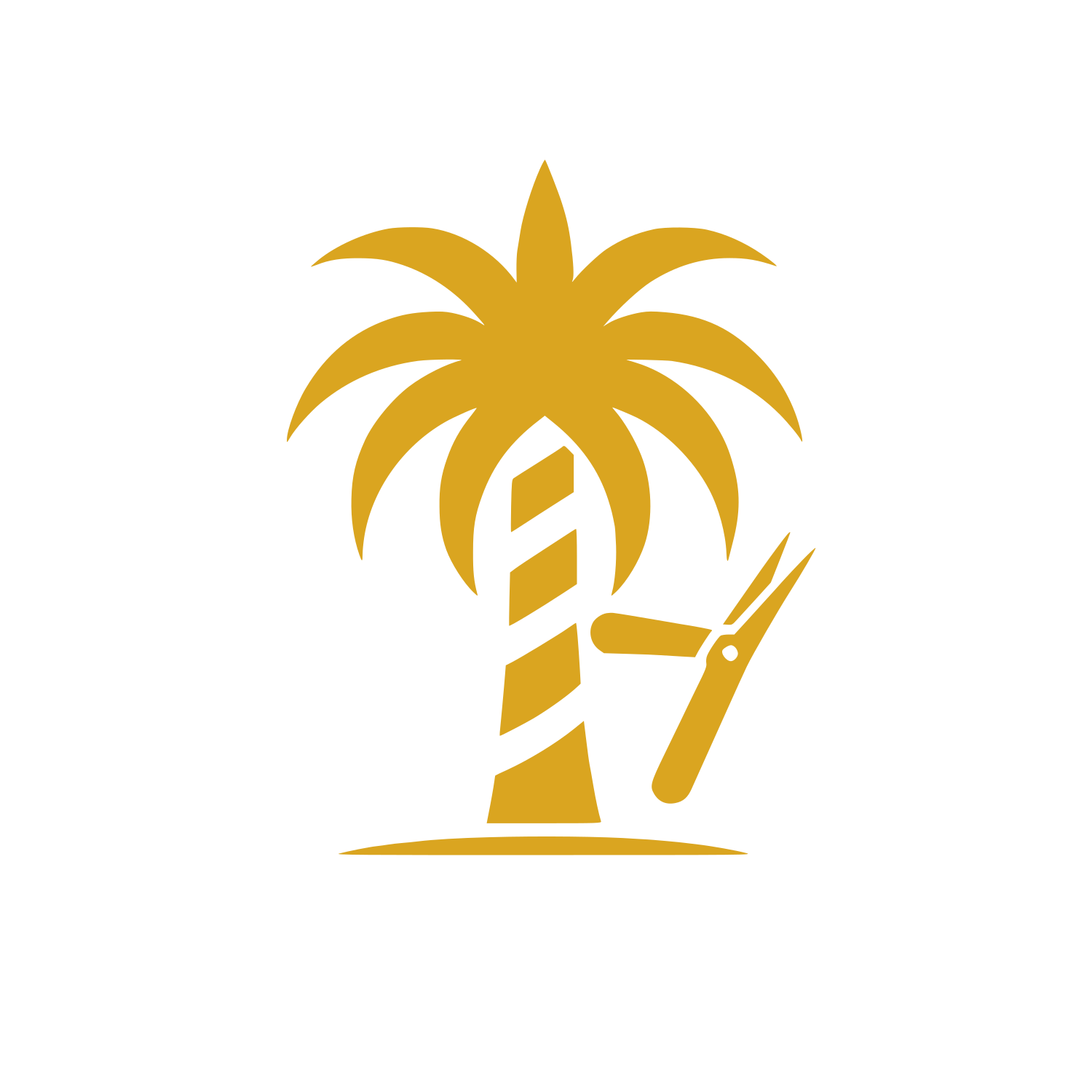 Palm Tree Barber Logo #DAA520