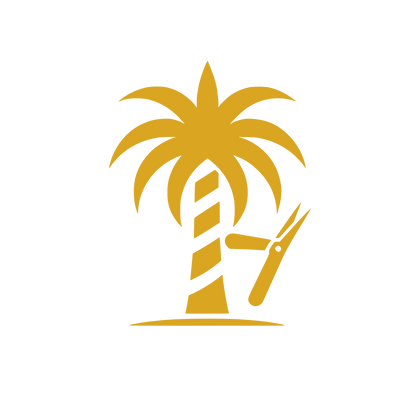 Palm Tree Barber Logo #DAA520