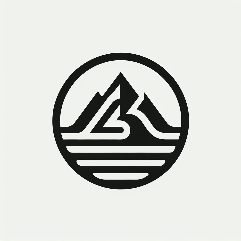 Mountain Range Water Circle Logo