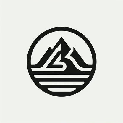 Mountain Range Water Circle Logo